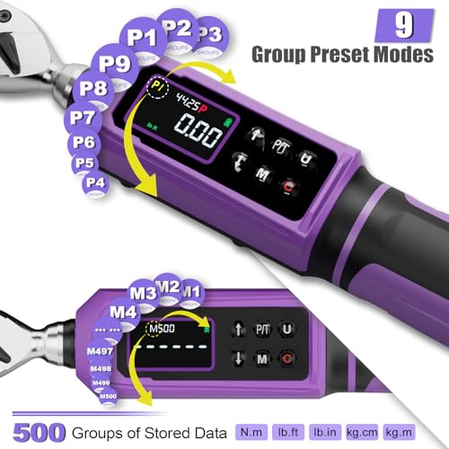 Image of ANPUDS Digital Torque Wrench, ±1% Accuracy, 0.66-44.25 Ft-lb | 3 /8 Drive Dual Direction Ratchet Electric Torque Wrench, Vibration /Buzzer /LED Flash Alert, for Bike Motorcycle & Automotive