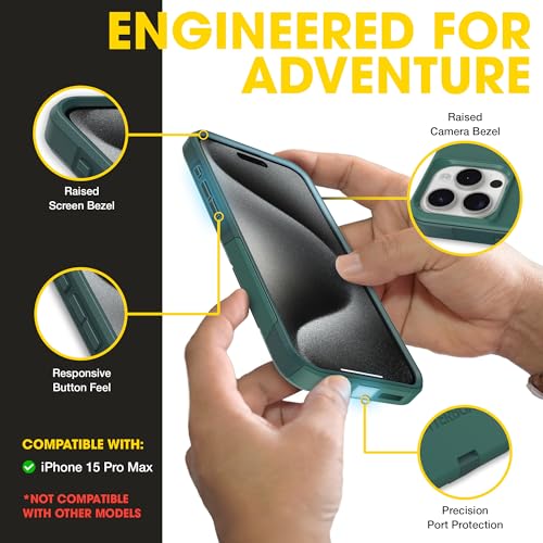 OtterBox iPhone 15 Pro Max - Commuter MagSafe Case - Slim & Tough - Pocket-Friendly - Dual Layer Drop Protection - Port Covers – Non-Retail Packaging - Green by OtterBox - Used condition - Image 5