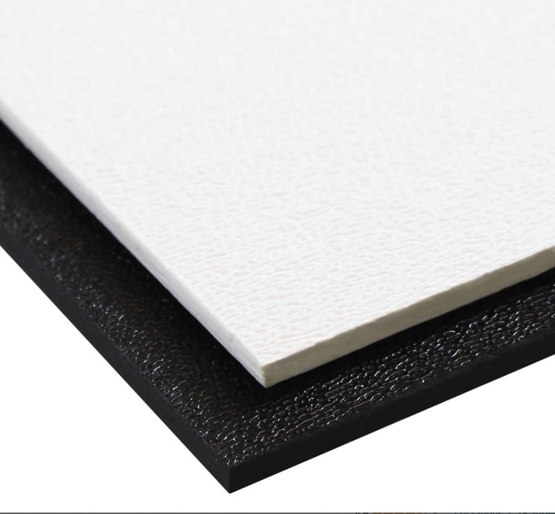 ABS Plastic Sheet One Side Smooth Other Side Haircell Textured Rigid for Craft, Thermoforming, Signage & Displays Choose Size, Color and Thickness (Black - 1/4", 12" x 12")