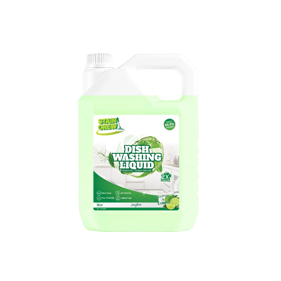 Stain Crew Dish Washing Liquid | Non-Toxic | Ph Balanced | LABSA Free | Eco-Friendly | with 2X Foaming | Powerful Grease Cleaner | Leaves No Residue (5L Jar) (B0CCNWH8V6) Amazon Price History, Amazon Price Tracker