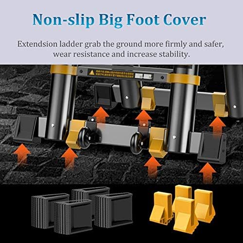 Heavy Duty Telescoping Aluminum Extension Ladder - Foldable with Stabilizer & Wheels Supports 330lbs Perfect for Indoor/Outdoor Home & Industrial Use