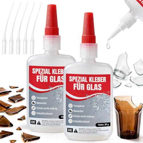 Glaskleber Extra Stark Wasserfest – 2 Flaschen, je 30g