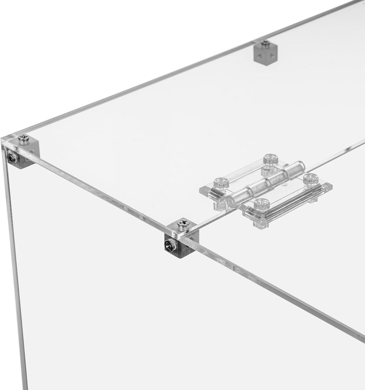 Suggestion Box with Stand, 14" X 14" Acrylic Offering Box with Lock & Key, Wheels, Locking Ballot Collection Safe Boxes with Bar Shaped Hole for Voting Contest Charity Donation (Clear)