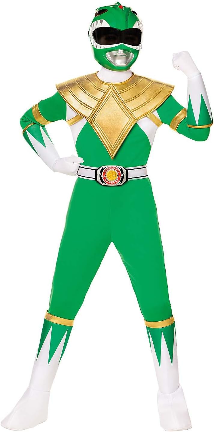 Spirit Halloween Green Power Ranger Costume, Officially Licensed, Hasbro Toys, Toys, The Power Rangers, Halloween Costumes