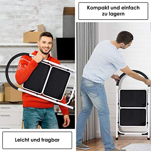 Trittleiter Costway Klapptritt in Weiß Stehleiter klappbar