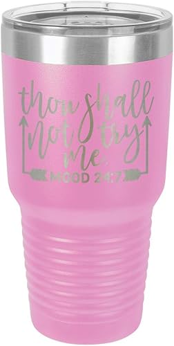 Miniatura 1 de THOUGH SHALL NOT TRY ME LIGHT PURPLE Vaso de bebida de 30 oz con pajita  Taza de viaje grabada con láser con citas divertidas  Comparar con Yeti