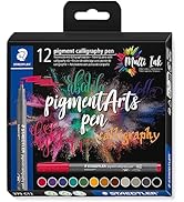 STAEDTLER 375 C12 Pigment Arts Calligraphy Pen - Assorted Colours (Pack of 12)