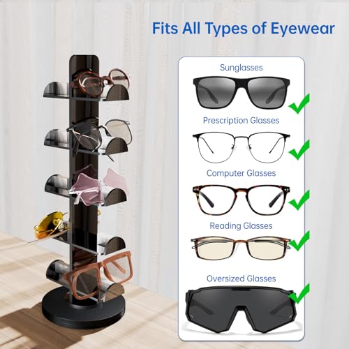 NiHome Black Acrylic Rotating Sunglasses Display Stand, 10 Pairs Holder by NiHome - Image 3