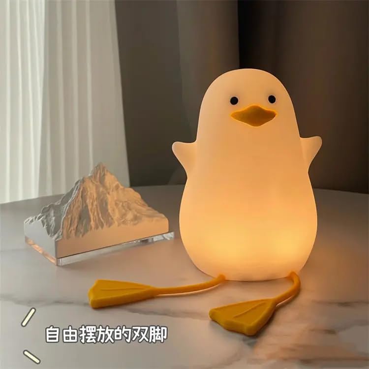 Image of Rechargeable Cute Silicone Duck Night Lamp | Touch-Control LED Light with Color-Changing Feature | Kids Night Light Bedroom Decor Silicone Lamp | 1200mAh Battery Capacity (Pack of 1)