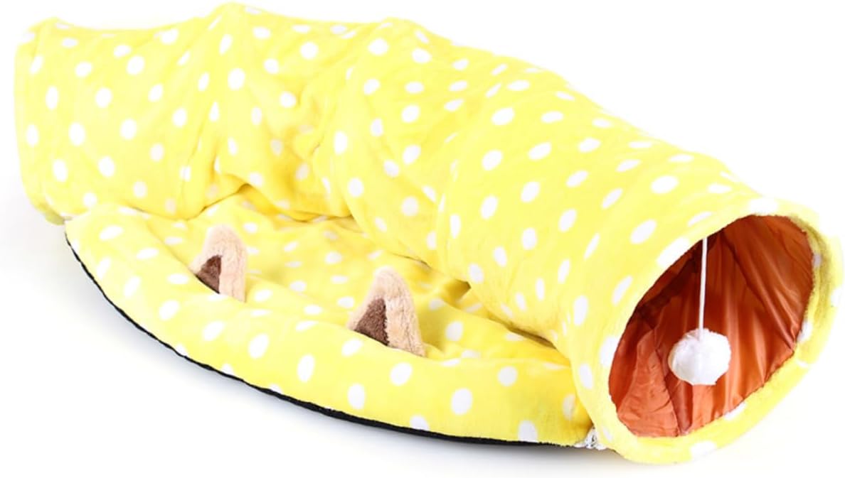 Yardwe Foldable Cat Tunnel Kitten Tube Toy for Rabbits Small Pets Compact Storage