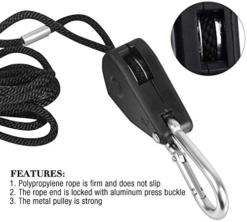 Vibury 4 paar 1/8 inch zware ratel touwen, hanger katrol touw verstelbare touw ratel hanger, groeien licht touw hangers… - Afbeelding 7