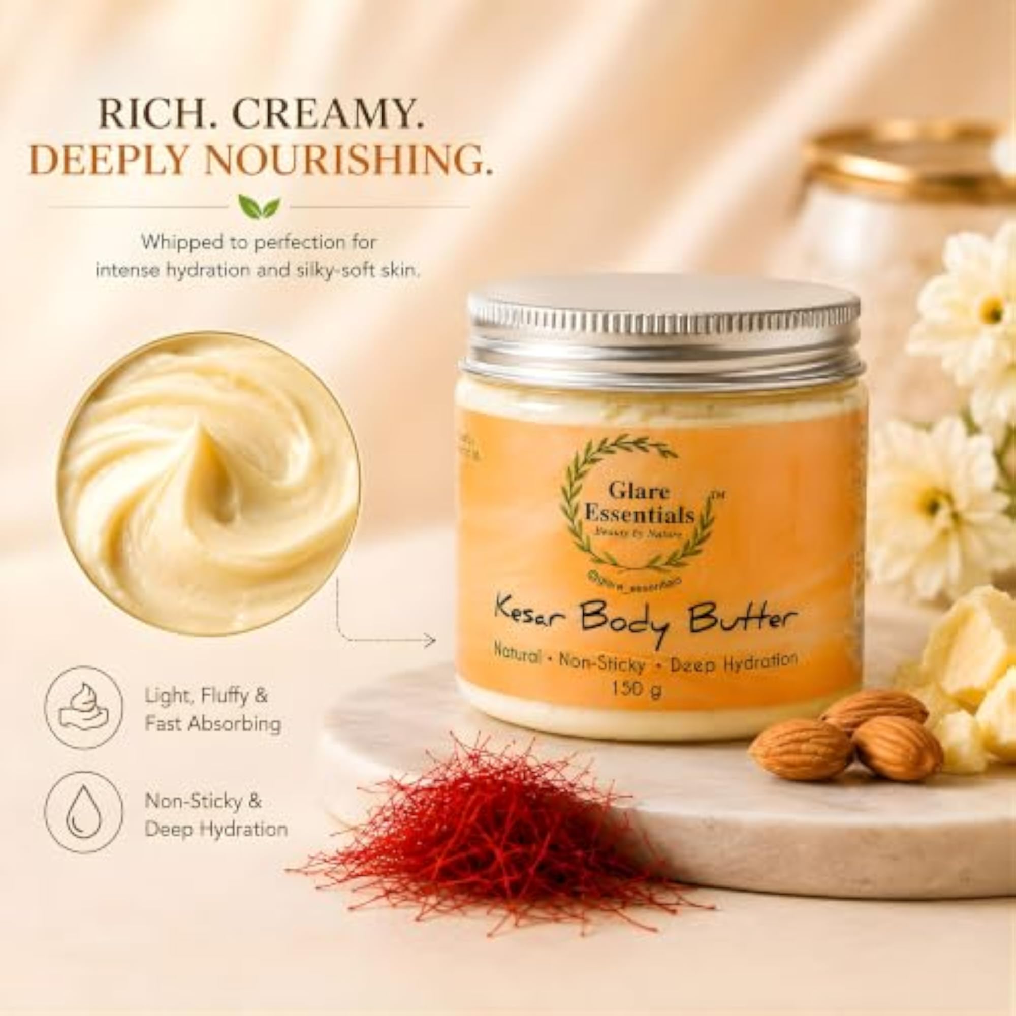 Kesar Body Butter Moisturizer with Saffron & Mango Butter