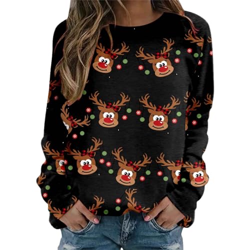 Sweatshirt femme graphique ample pour dissimuler les rondeurs avec style en noir L