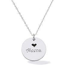 HUAN XUN Personalized Engraved Name Necklace for Women, Customizable Stainless Steel Double-Sided Custom Heart Initial Disc Pendant Jewelry with Birth Month Flower Necklace for Mother Day Christmas