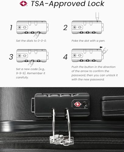 YOETEY 22x14x9 Carry On Luggage for Airplanes - Expandable Hard Shell Suitcases for Travelling, Lightweight, TSA Lock (Black, 20 Inch) image 4