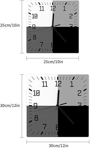 Miniatura 7 de Reloj de pared cuadrado negro de madera degradado, silencioso, sin tictac, geométrico simple arte cuadrado, funciona con pilas, reloj de decoración