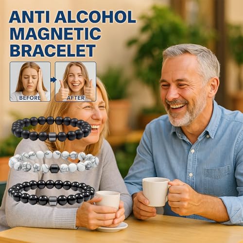 Glame Anti Alcohol Bracelet for Men Women Stop Drinking Alcohol Manifestation Hematite Adjustable Bracelet Set for Men Women Anxiety Stress Relief Gifts2
