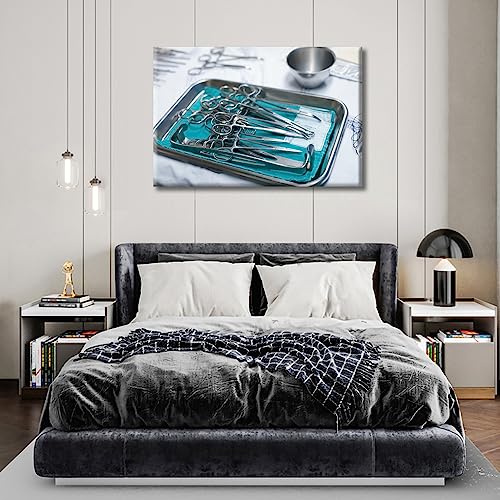 Image of Medical Instrument Canvas Wall Art 1 Pieces Clinical Laboratory Wall Art Medical Art Prints Wall Decor Living Room Giclee Wooden Framed Gallery-Wrapped Ready to Hang, 24 inch Wx36 H