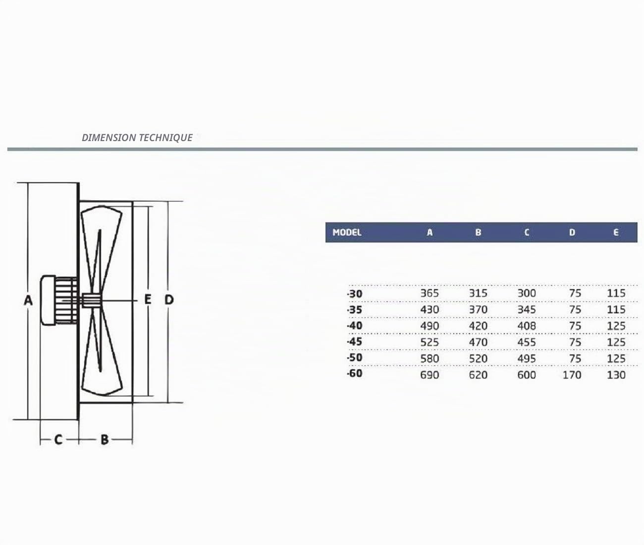 Uzman-Versand 500mm Ventilateur Mural,Fenetre Extracteurs d'air Industriel VENTILATEURs Aspiration Extracteur Helicoide Ventilation