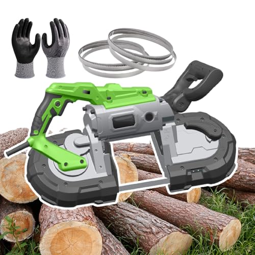 XNXYSMKJ Portable Band Saw for Metal Cutting,1100W Power w/Variable Blade Speed,Includes Multiple Saw Blades,for Wood,Frozen Meat (Withoutbase)