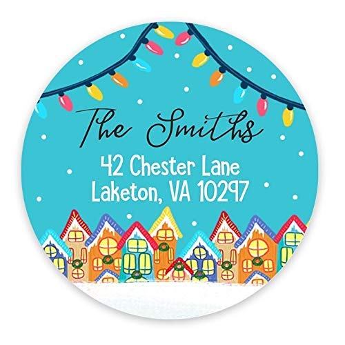 Christmas Address Labels Round Return Labels Holiday