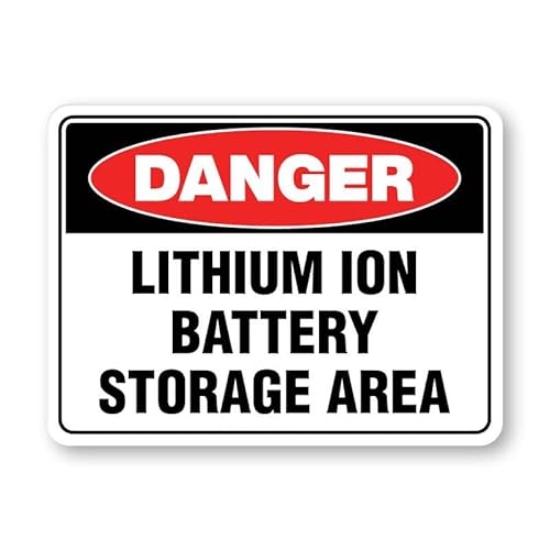 Danger - Lithium Ion Battery Storage Area Sign Metal Sign 12x16 Inch Notice Warning Caution for Outdoor & Indoor