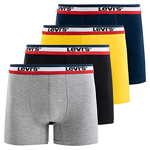 Levi's Cueca boxer masculina de algod o com el stico, pacote com 4, Pacote com 4 com cinza mesclado