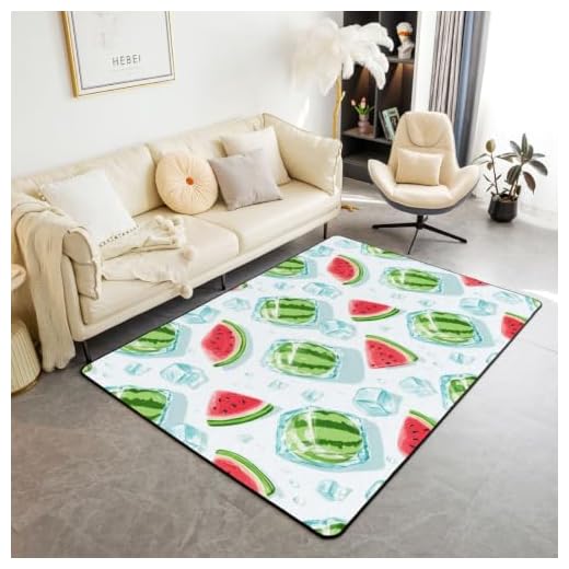Blue Ice Cubes Watermelon Area Rug