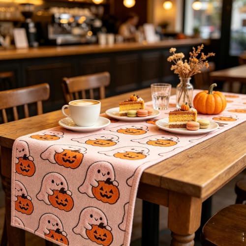 Mantel de Halloween con diseño de calabazas de 33x183 cm ideal para fiestas y vacaciones 7