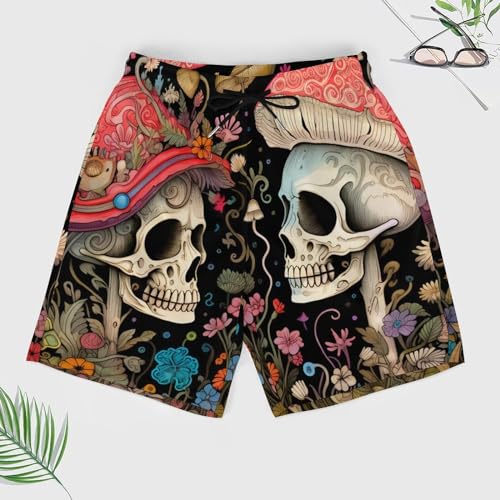 Men's Quick-Dry Swim Trunks with Compression Liner,Comfortable Mushroom Beach Shorts3