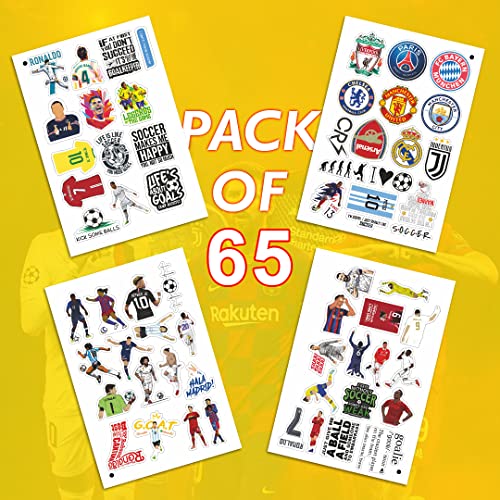 CodersParadise Pack Of 65 Football Soccer Stickers For Laptop, Planner, Diary, Waterproof Residue Free, self adhesive (Image - 4)
