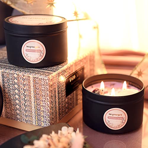 Inspireyes Scented Candles Set with Crystal, 3 Wick Candle 19 oz Soy Wax Aromatherapy Meditation Candles, Large Manifestation Candle with Large Energy Stones, Birthday Gifts for Women by Inspireyes - Image 4
