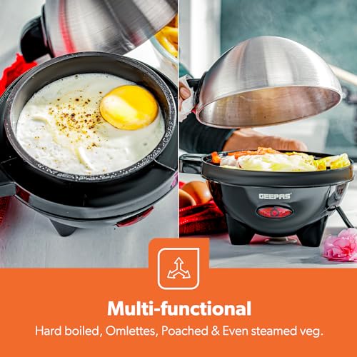 Geepas 3-in-1 Egg Boiler Poacher, 350W | Electric Egg Cooker & Omelette Maker, Vegetable Steamer | Poaching Bowl, Measuring Cup with Egg Piercer | Up to 7 Egg Capacity, Soft Medium & Hard-Boiled Eggs - Image 5