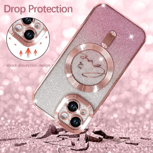 Image of ZIYE Magnetic Case Designed for iPhone 14 Glitter Case-Pink
