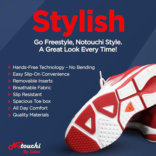 ZEBA Notouchi Hands Free Sneakers for Men – No Bend Slip On Sneakers Design, All-Day Comfort - Slip Resistance, and Breathable Materials – Ideal Men Walking Shoes for Travel & Casual Wear2