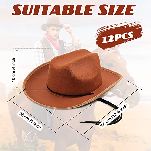 12 Pieces Kids Cowboy Hat Cowboy Costume Accessories Felt Western Hat For Boy Children For Cowboy Cosplay Party (Brown) #TOP2