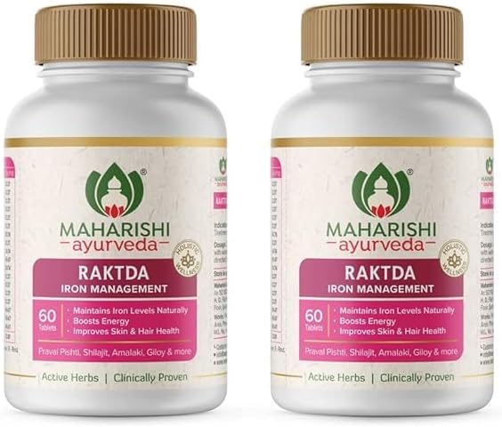 Raktda Iron Management Tablets for Men&Women|ayurvedic Iron Supplement with Vitamin C&Calcium|maintains Haemoglobin Levels|boosts Energy|Improves Skin&Hair Health|120 Tablets Raktda Iron Management Tablets for Men&Women|ayurvedic Iron Supplement with Vitamin C&Calcium|maintains Haemoglobin Levels|boosts Energy|Improves Skin&Hair Health|120 Tablets