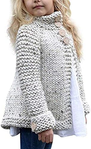 Willow DanceToddler Baby Girls Autumn Winter Clothes Button Knitted Sweater Cardigan Cloak Warm Thick Coat