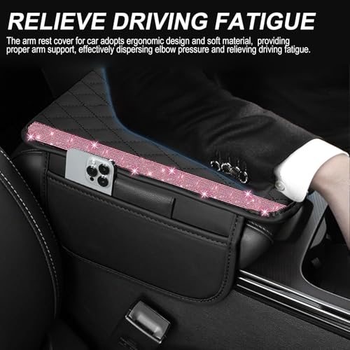 image for NBTEPEM Bling Car Center Console Cover, Leather Car Arm Rest Cover Cus