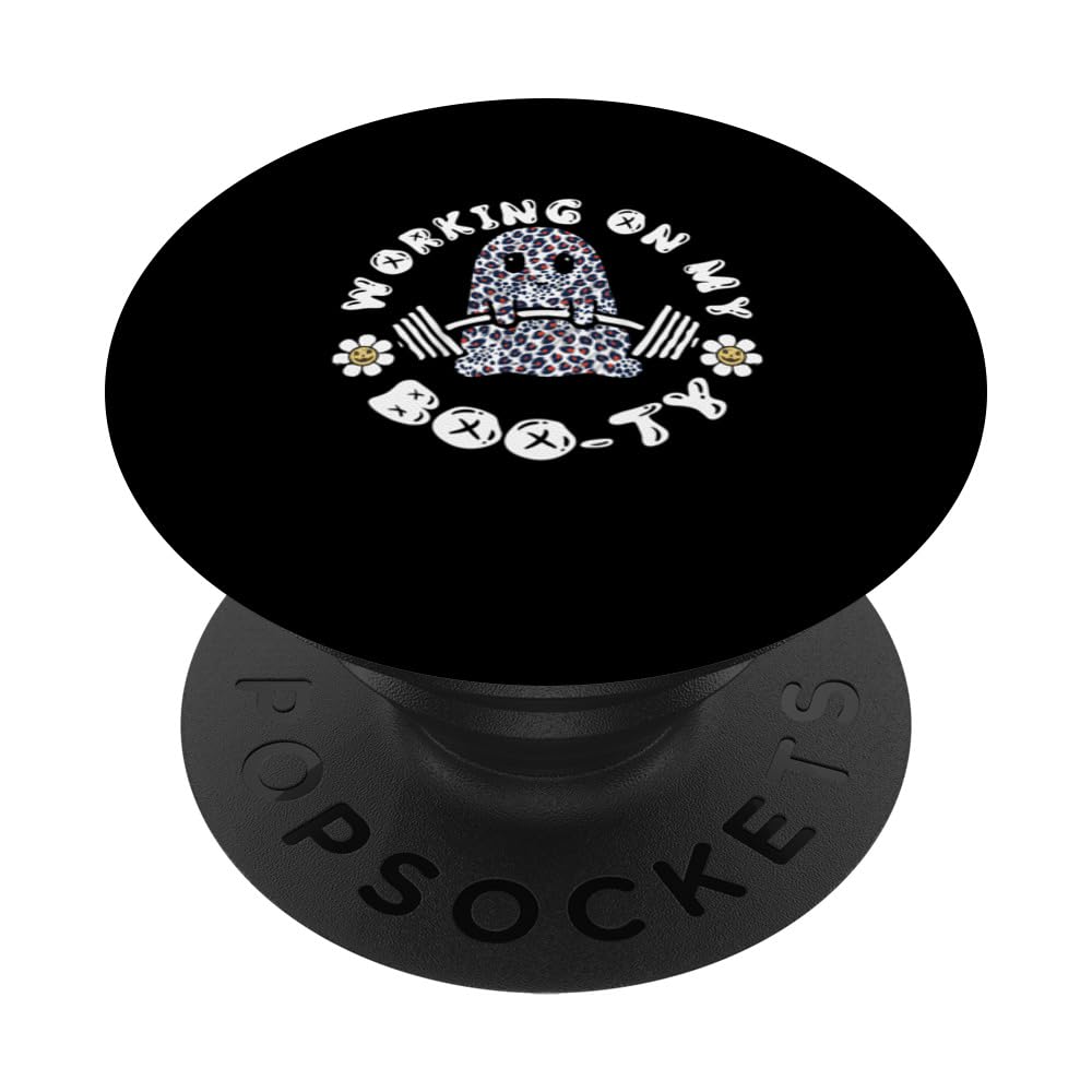 Working on My Boo ty Halloween Dead Lift Ghost Gym Weights PopSockets Swappable PopGrip, Black