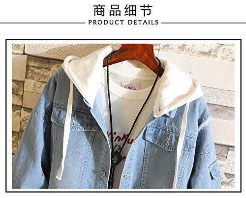 Unisex Demon Casual Printed Anime Hooded Button Denim Jacket for Men and Women2