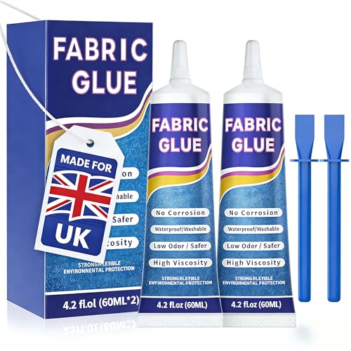 120ML Clothes Strong Fabric Glue - Extra Strong Glue for fabric Material Repairs Upholstery Badge Textile Felt Crafts Hemming Tape Carpet Patches DIY-Waterproof Soft Clear No-Sewing2 Pack
