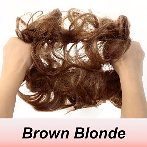 JJstar Messy Hair Bun Curly Wavy Hair Scrunchies Accessories Pieces for Women Girls Synthetic Chignons (Brown Blonde) - Image 2