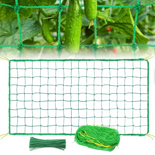 Rete Per Cetrioli 5 m x 2 m, Rete per Piante Rampicanti, Rete Rampicante Per Piante, Rete per Cetrioli con 50 Fascette Rete per Fagiolini Rampicanti per Pomodori Cetrioli e Altre Piante di Ortaggi