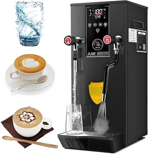 2500W Commercial Milk Frother & Steamer, 12L Capacity Electric Milk Frothing Machine with 360° Rotating Water Valve for Bubble Tea, Café & Dessert Shop