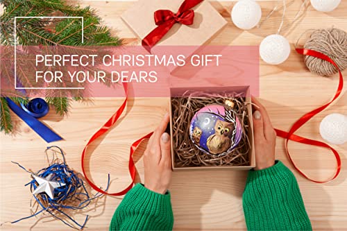 Hand Painted Owl Christmas Ornament - 2022 Collection European Hand Blown Glass Christmas Ornaments Balls - Unique Glass Ornaments For Christmas Tree By Soul Craft #TOP4