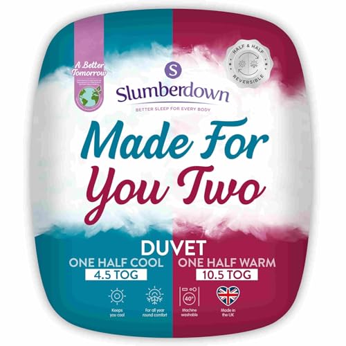 Slumberdown Made For You Two Double Duvet - Dual 4.5 Tog Lightweight Cool Summer Plus 10.5 Tog All Seasons 2-in-1 Quilt - Soft Touch Cover, Hypoallergenic, Machine Washable, Size (200cm x 200cm)
