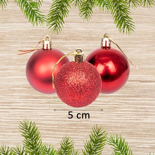 50mm/9Pcs Christmas Baubles Shatterproof Dark Red - Image 2