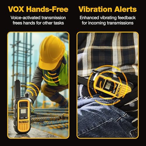 DEWALT Heavy Duty Walkie Talkies - Waterproof 2-Way Radio, Shock Resistant, Long Range & Rechargeable Two-Way Radio with VOX (6 Pack (1 Watt)) — view 9