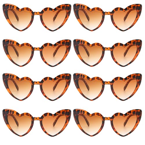 Loanzeg 12 Pairs Bachelorette Party Sunglasses Heart Shaped Sunglasses Party Decorations Bridesmaid Proposal Gifts Women (8, Tortoise)